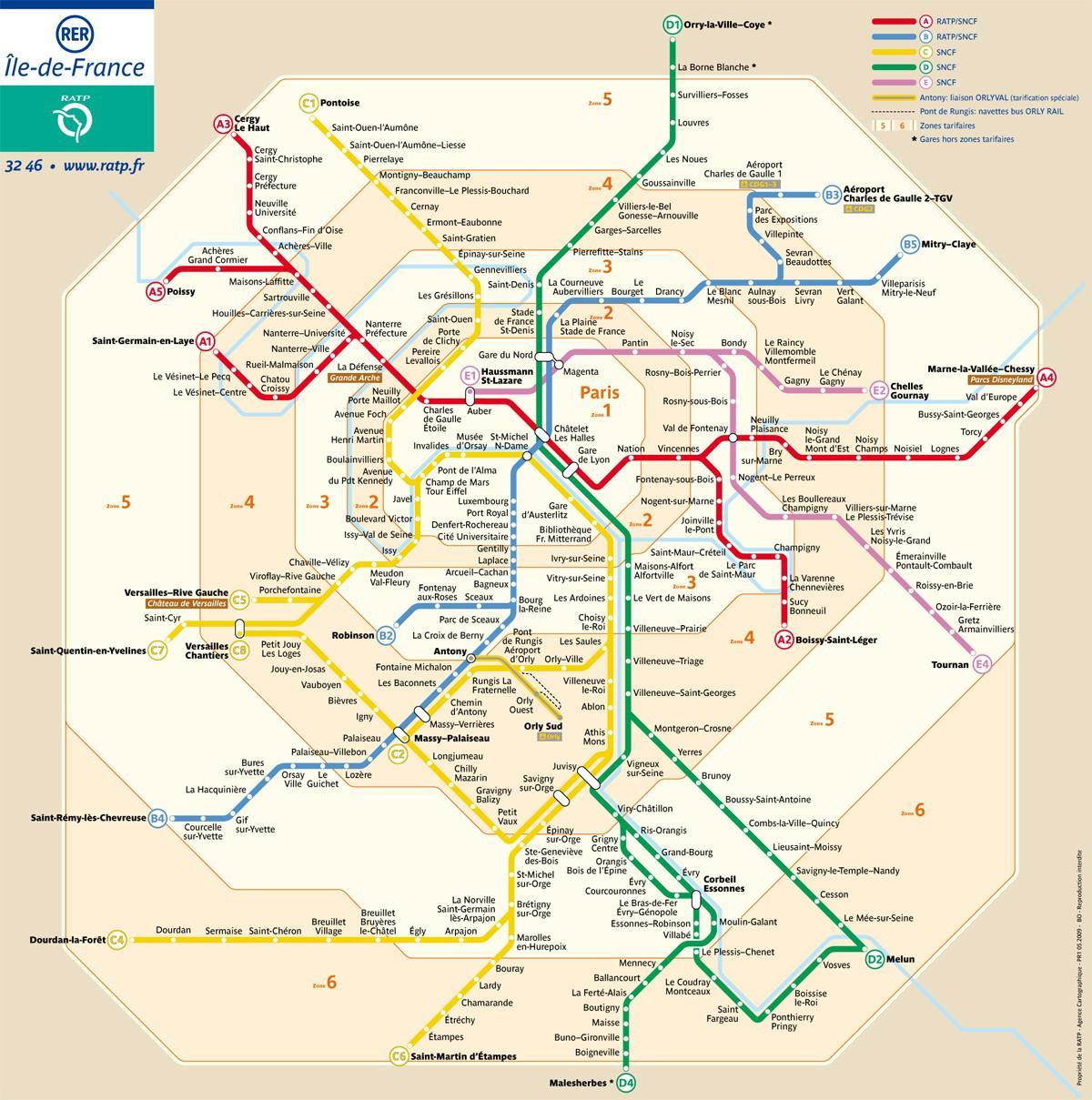 Parigi zona della mappa della metropolitana