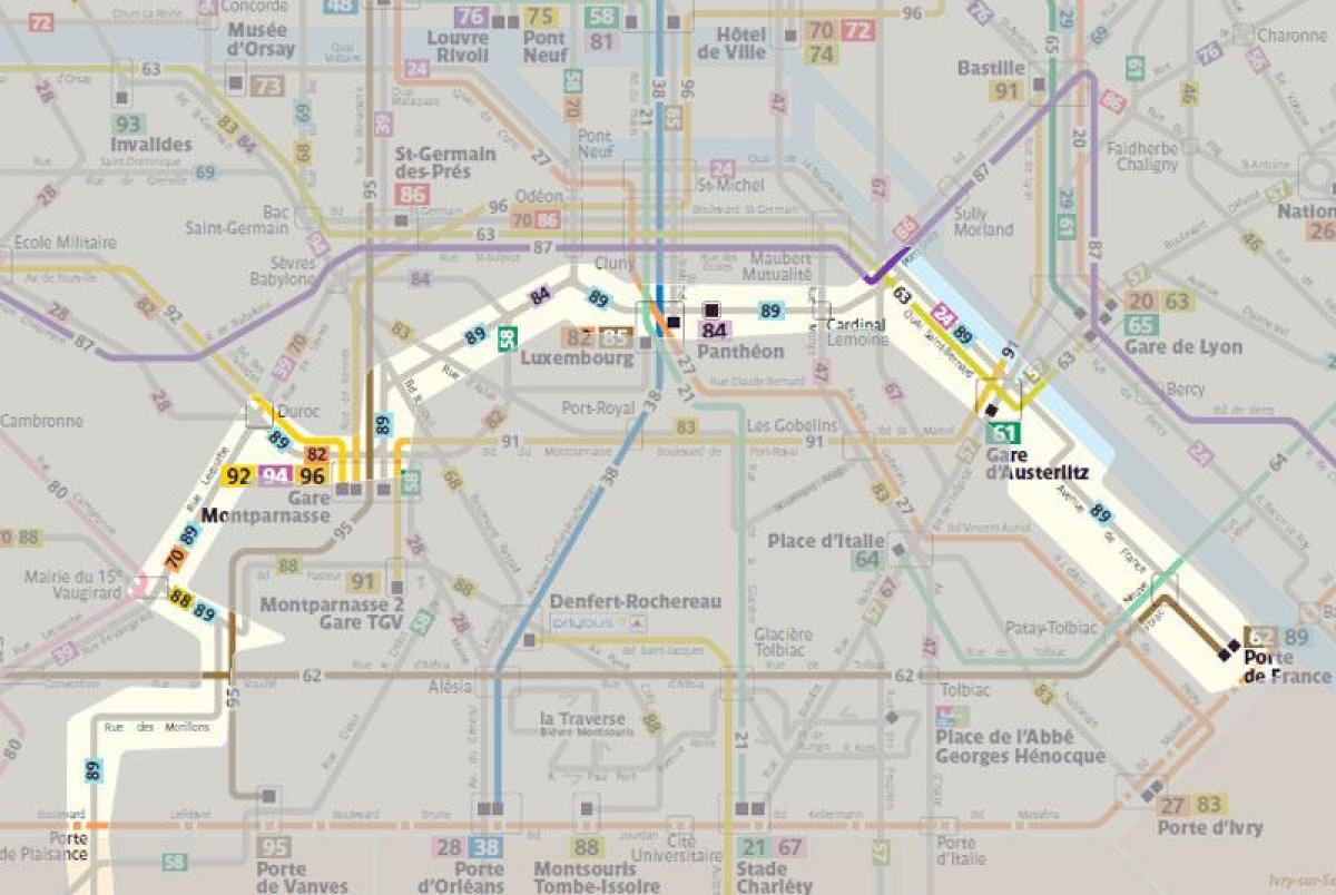 Mappa di Parigi, bus 92 route