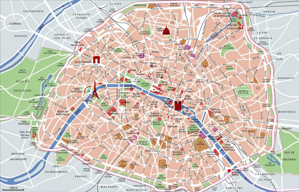 Parigi attrazioni turistiche mappa
