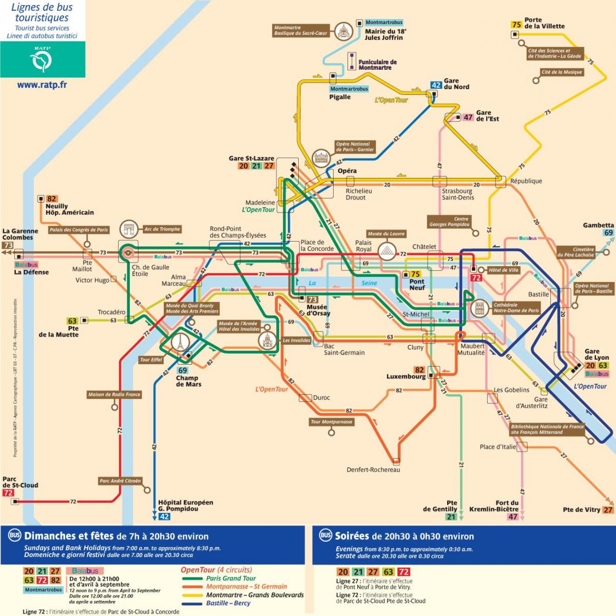 Parigi city tour bus mappa