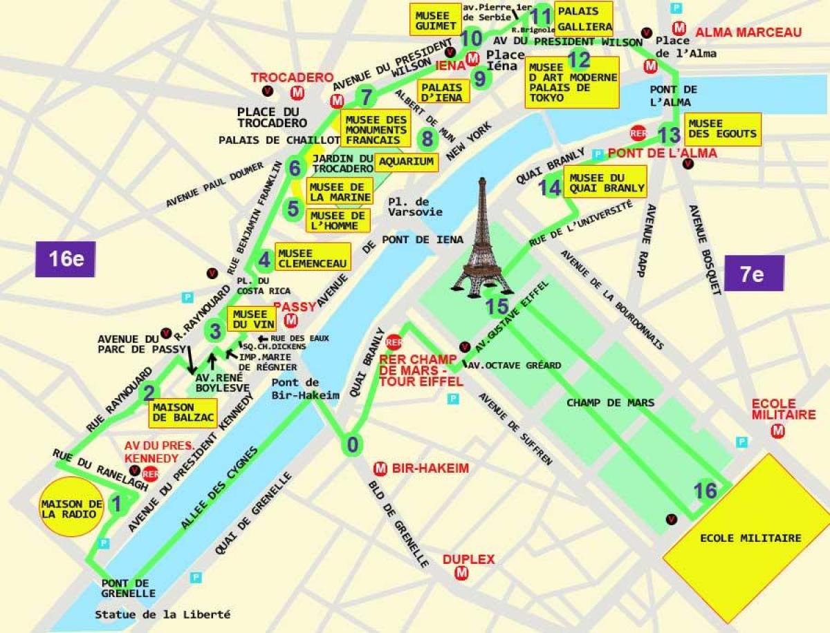 Mappa di trocadero di Parigi