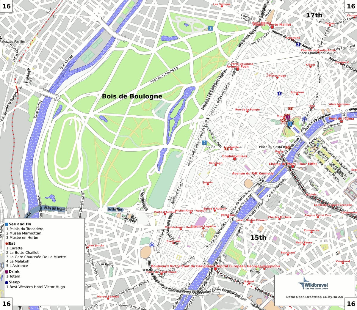 Mappa del 16 ° arrondissement di Parigi