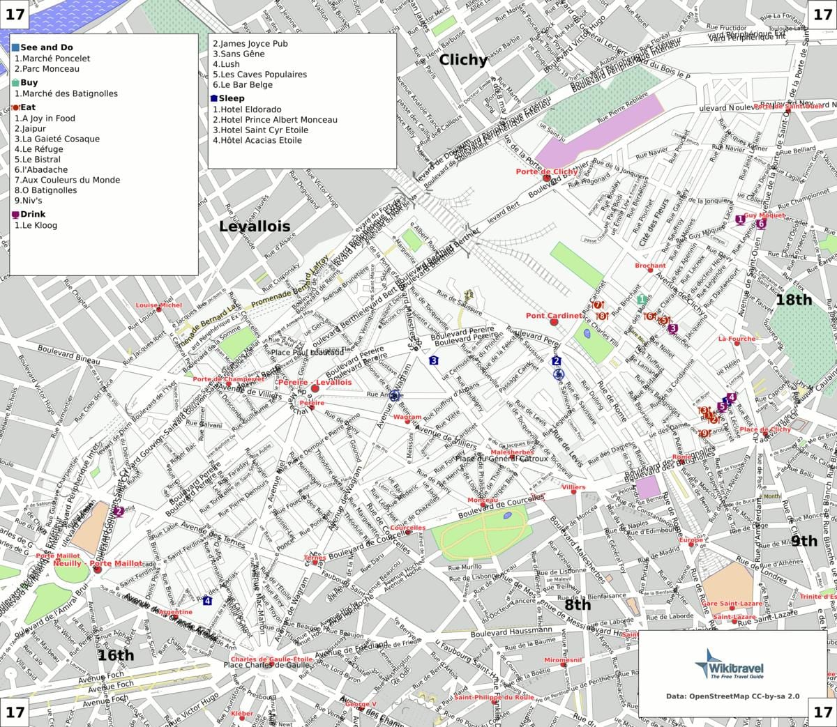 Mappa del 17 ° arrondissement di Parigi