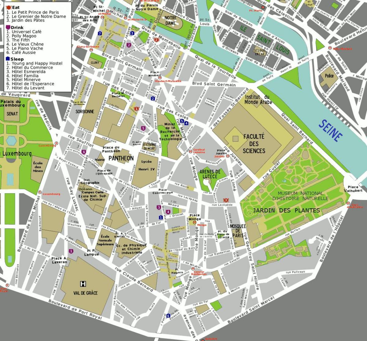 mappa del 5 ° arrondissement di Parigi