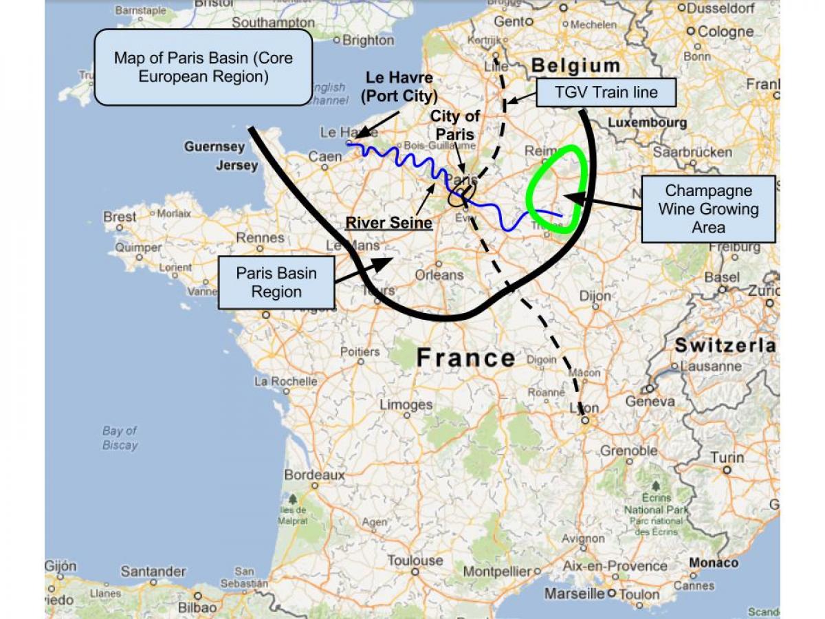 Mappa del bacino di Parigi 