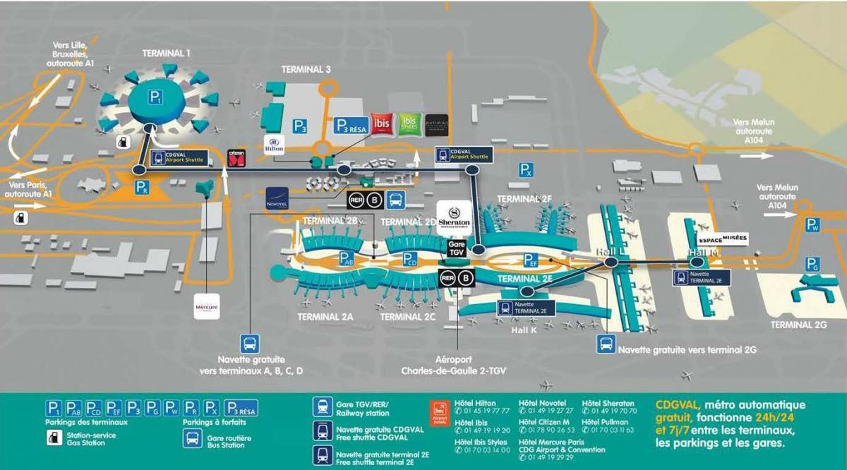 Paris charles de gaulle airport sulla mappa