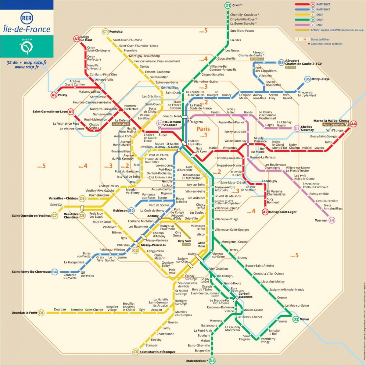 Parigi rer train mappa