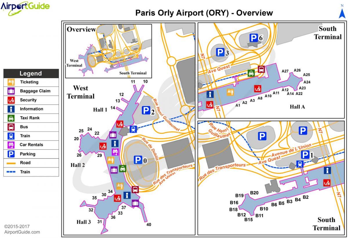 Mappa dell'aeroporto di orly