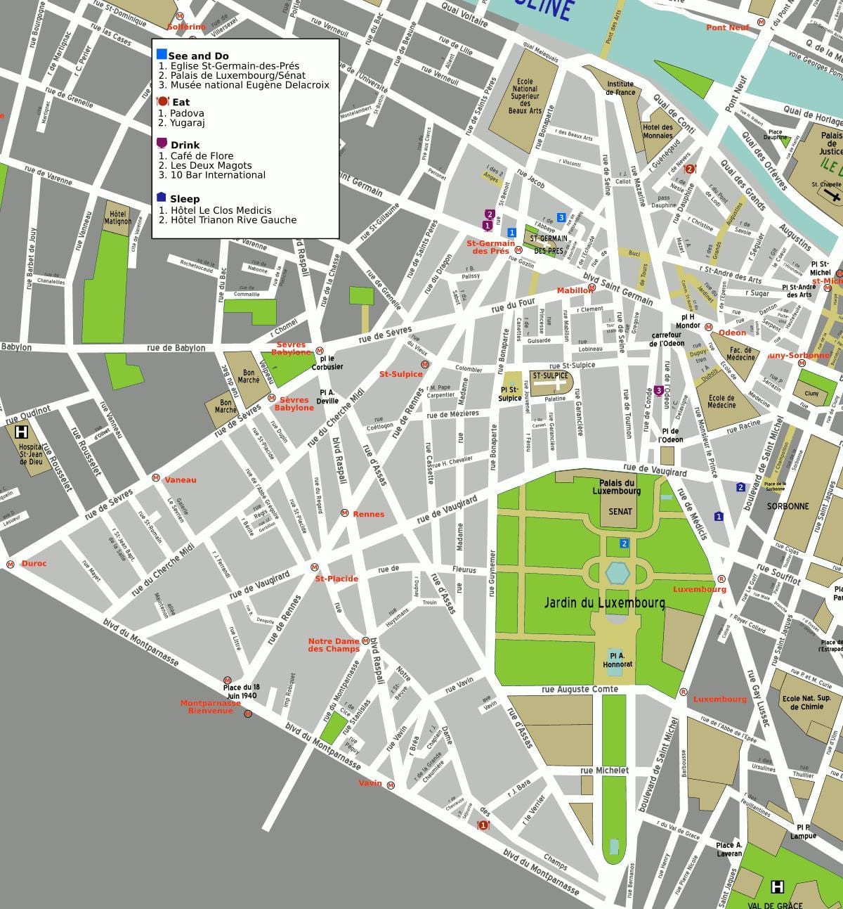 Mappa del 6 ° arrondissement di Parigi