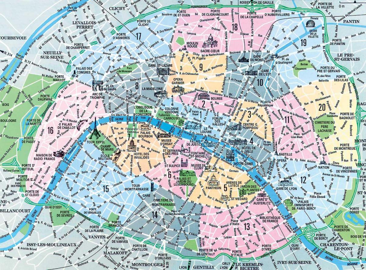 mappa di Parigi, Francia distretti