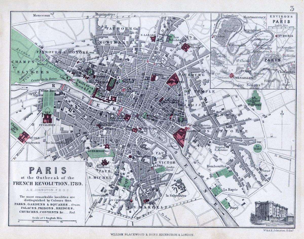 Mappa ofhistorical mappa di Parigi