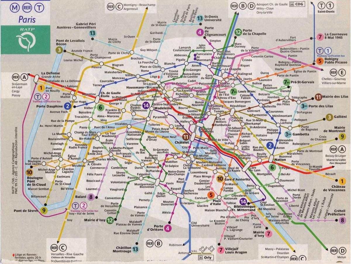 Parigi linea ferroviaria mappa
