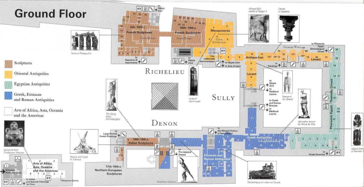 Mappa di museo del louvre
