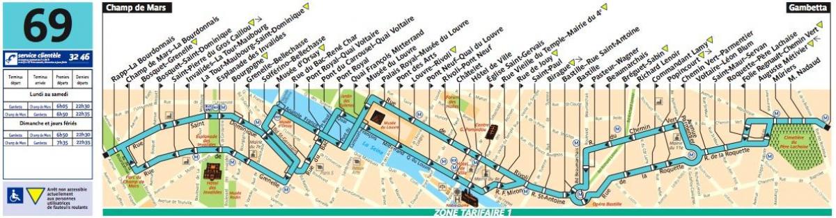 Parigi, bus 69 mappa