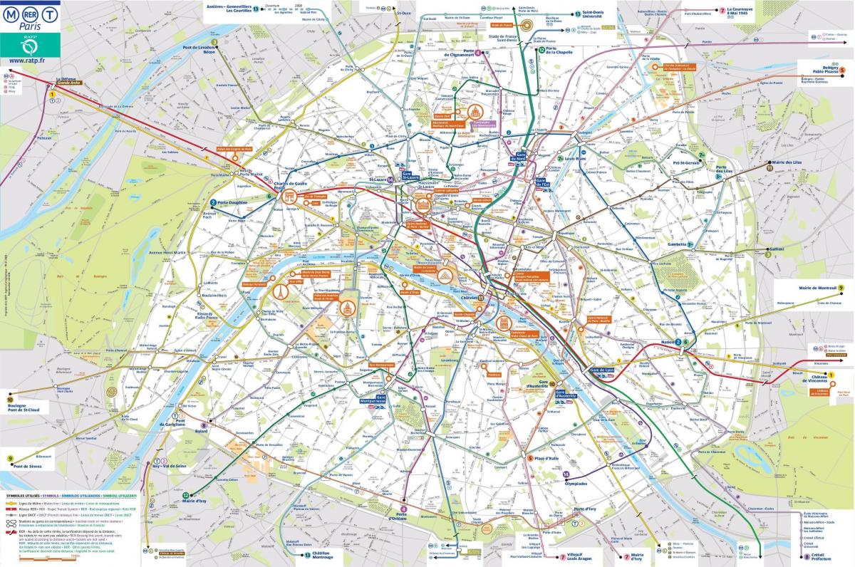 Parigi mappa dei trasporti pubblici