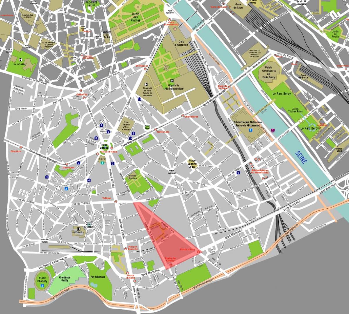 Mappa di Parigi chinatown 