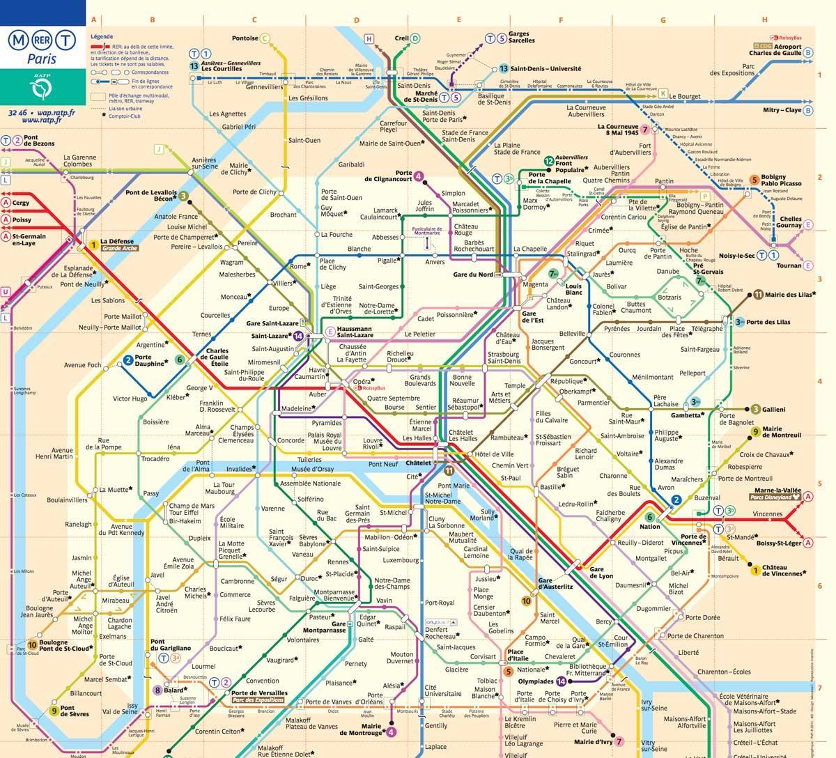 Parigi in treno e la mappa della metropolitana di Parigi metropolitana, mappa (ÎledeFrance Parigi in treno e la mappa della metropolitana di Parigi metropolitana, mappa (ÎledeFrance
