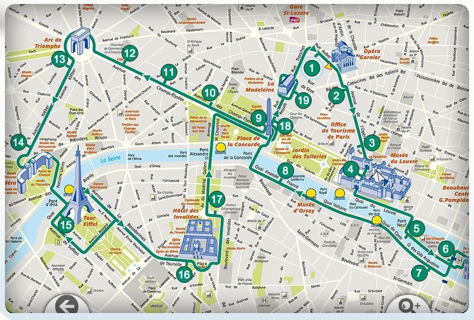 Parigi tour a piedi mappa
