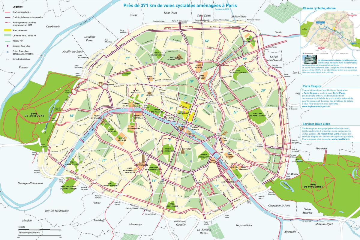 Parigi itinerari in bici mappa