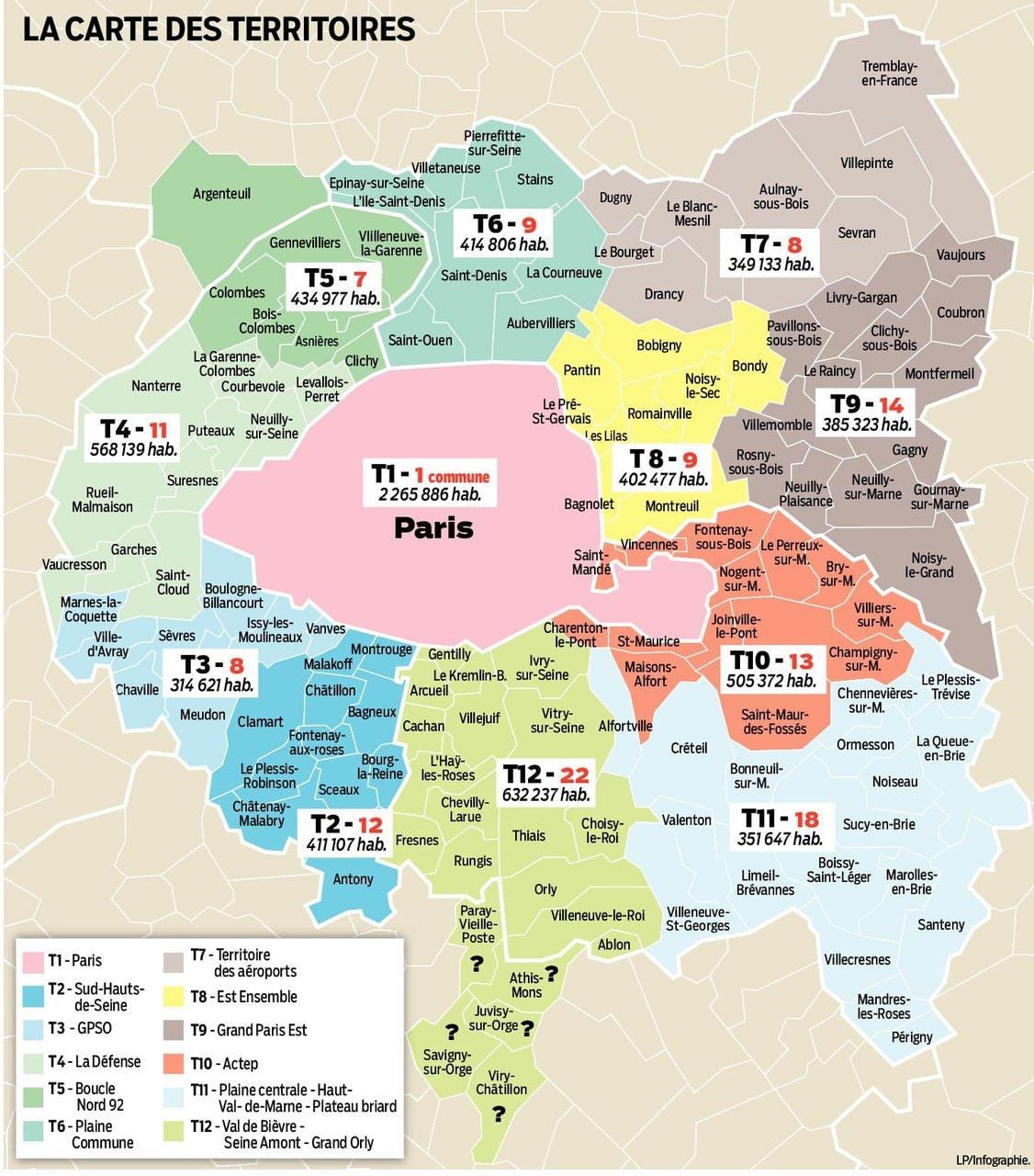 mappa della zona di Parigi Francia