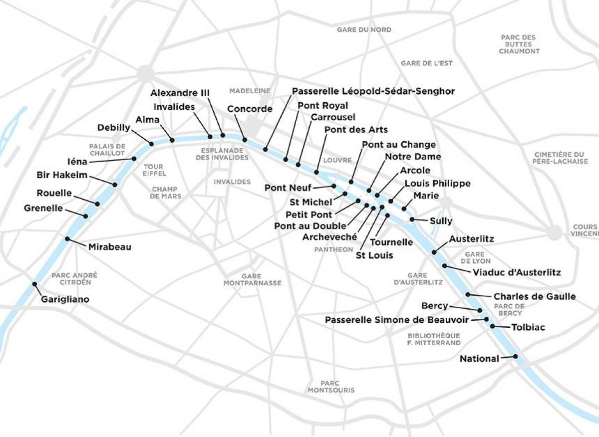 Mappa di Parigi ponti