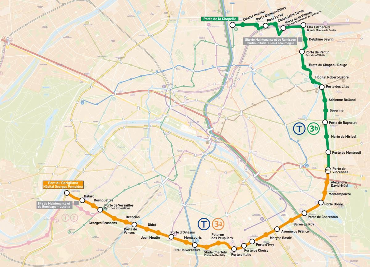 Mappa di Parigi tram