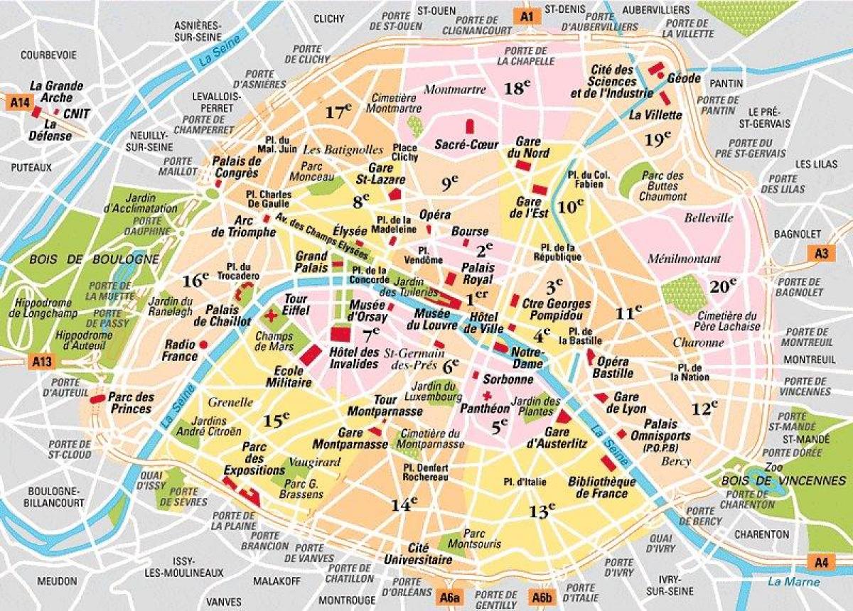 arrondissement di Parigi Francia della mappa