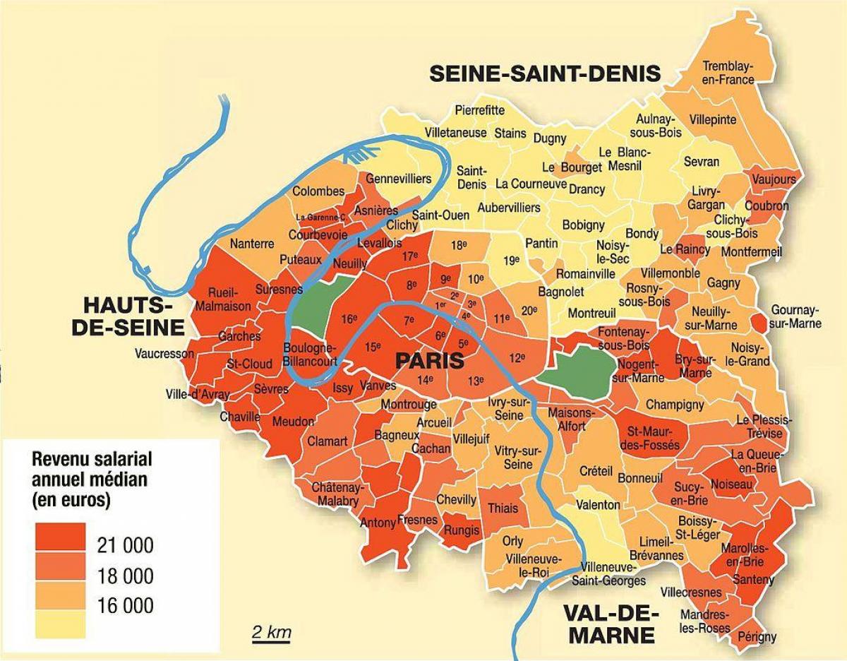 mappa di Parigi e la periferia