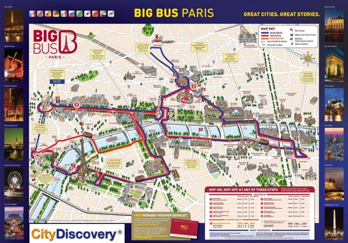 red bus Parigi mappa del percorso