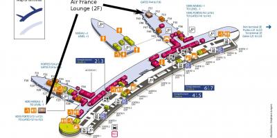 Charles de gaulle airport sulla mappa terminal 2e 2f