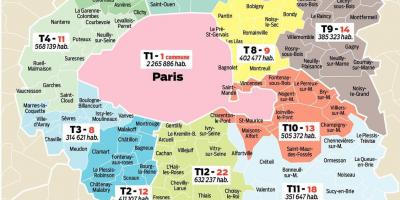 Mappa della zona di Parigi Francia