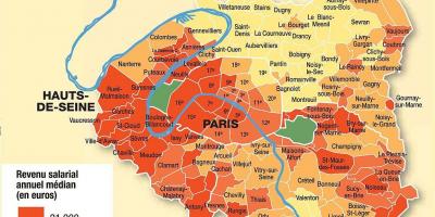 Mappa di Parigi e la periferia